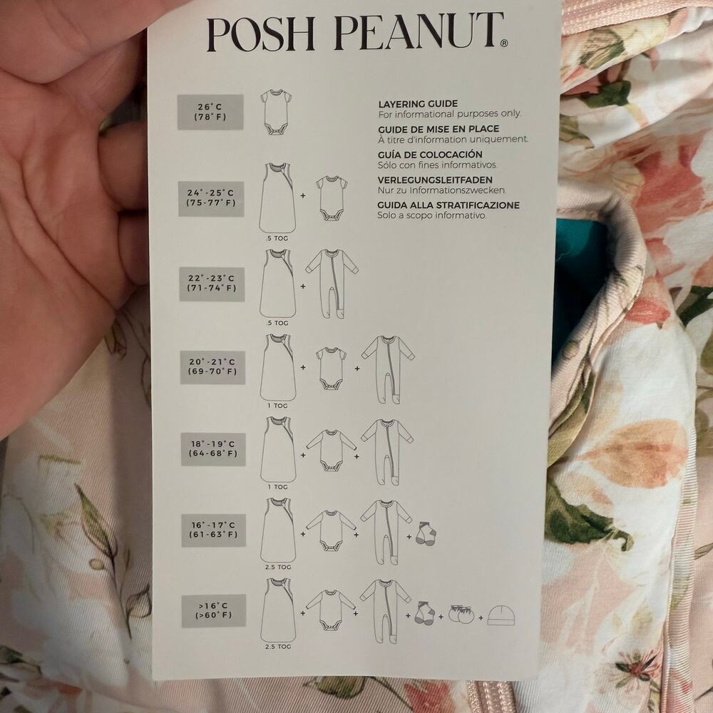 Posh Peanut Sleep Sack, Vintage Pink Rose, 6-18M 1.0 TOG - Picture 4 of 8